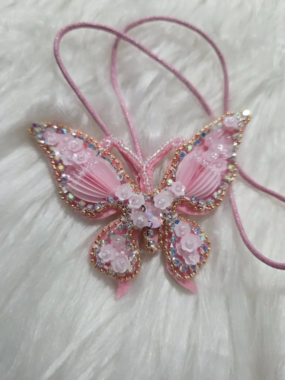 Beaded Butterfly Design Bag Charm